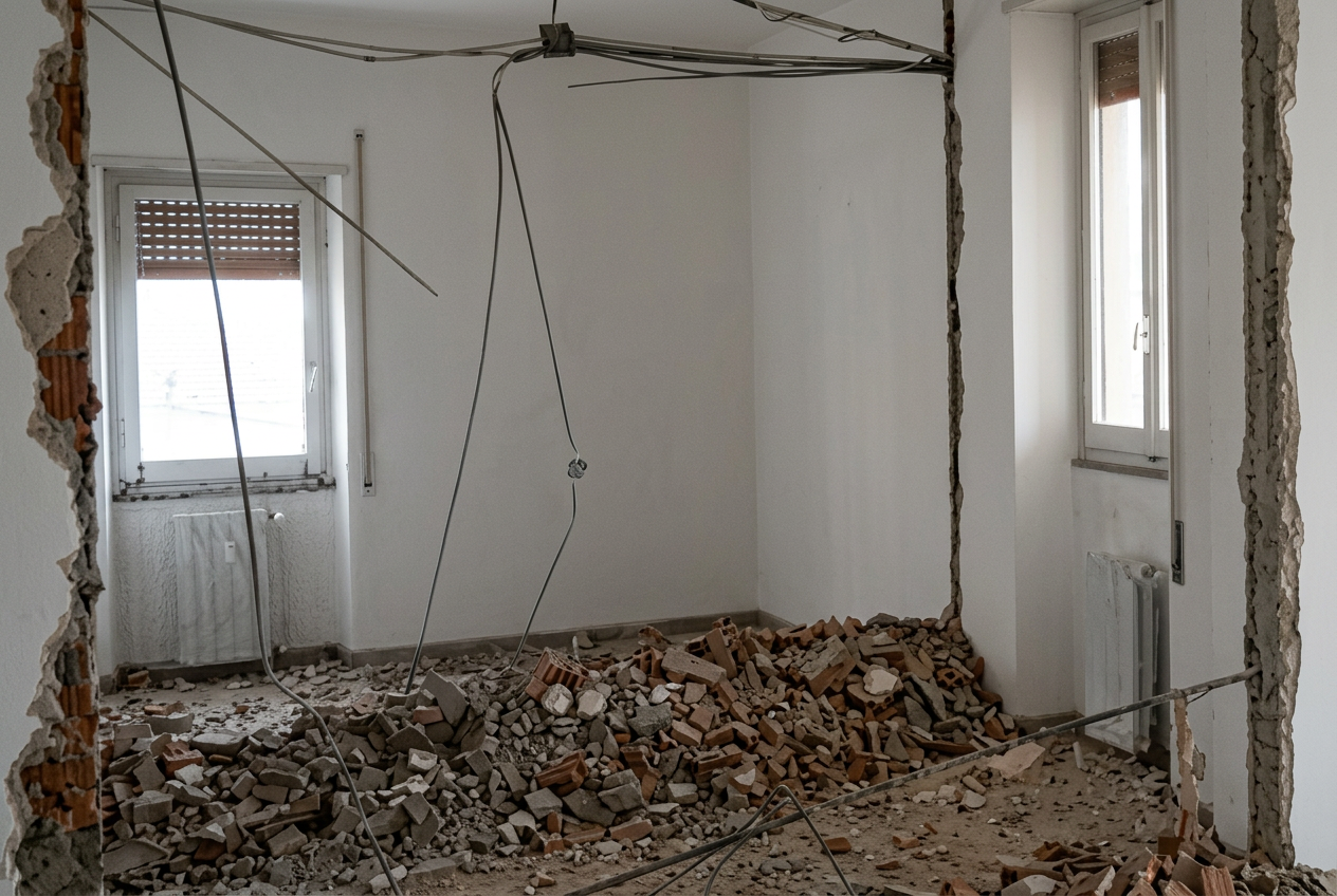 Cantiere in demolizione prima dell'intervento